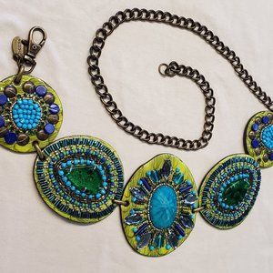 Large beaded medallion adjustable belt